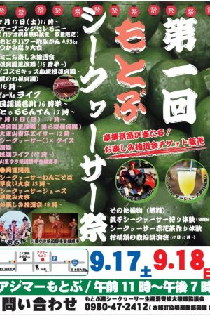 第1回もとぶシークヮーサー祭のフライヤー1